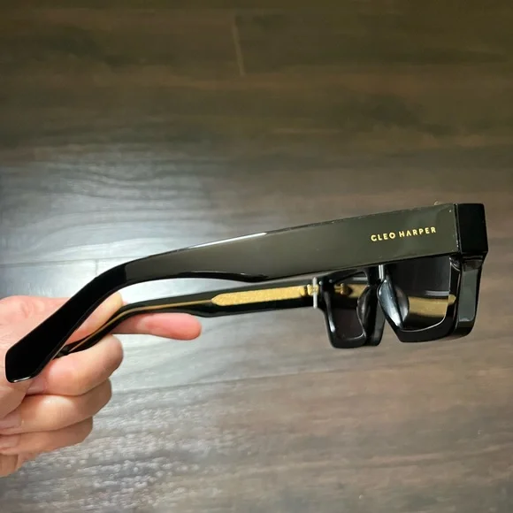 Cleo Harper Black Modern Rectangular Glasses - Picture 3 of 6